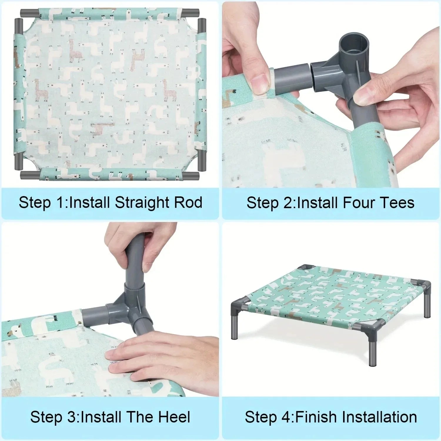 Folding Dog Bed Pet Camping Marching Bed Dog Bed Elevated Removable Washable Four Seasons Removable Dogs Cool Beds
