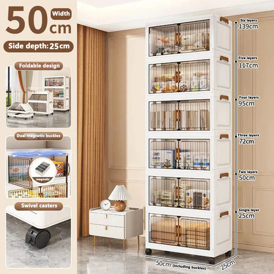 Foldable Plastic Storage Cabinet for Babies Multi-Layered Home Use Organizer No-Install Child's Closet for Clothes