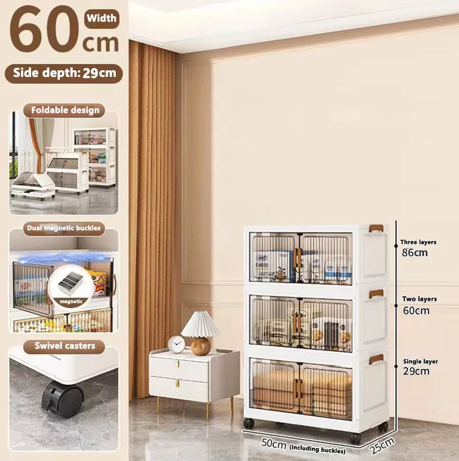 Foldable Plastic Storage Cabinet for Babies Multi-Layered Home Use Organizer No-Install Child's Closet for Clothes