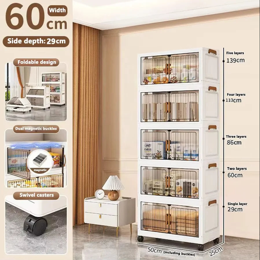 Foldable Plastic Storage Cabinet for Babies Multi-Layered Home Use Organizer No-Install Child's Closet for Clothes