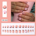 24Pcs White French Press On Nails 3D Bow Design Full Cover Wearable False Nails Short Square Head Ballet Fake Nails 2030