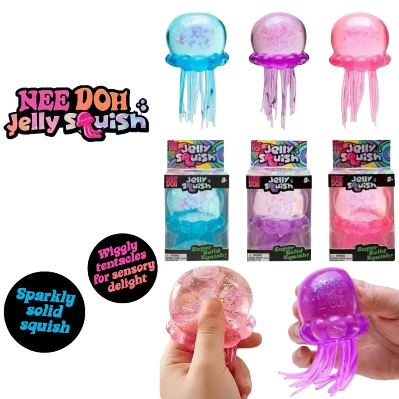 Assorted Color Needoh Jellyfish Fuzz Ball Squishy Blind Box Cute Jellyfish Design Stress Relief Relax Play Fun Toy Gift