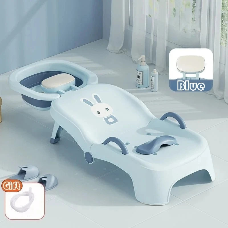 Foldable Children Hair Washing Recliner Baby Home Shampoo Bed Hair Wash Stool for Girls Children Babies Bathroom Accessories
