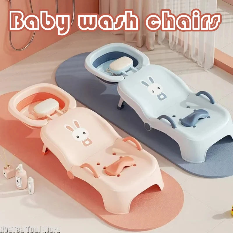 Foldable Children Hair Washing Recliner Baby Home Shampoo Bed Hair Wash Stool for Girls Children Babies Bathroom Accessories