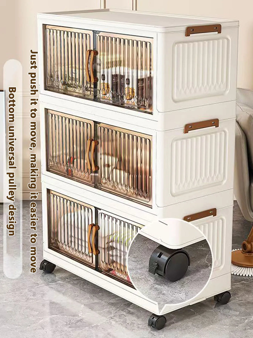 Foldable Plastic Storage Cabinet for Babies Multi-Layered Home Use Organizer No-Install Child's Closet for Clothes