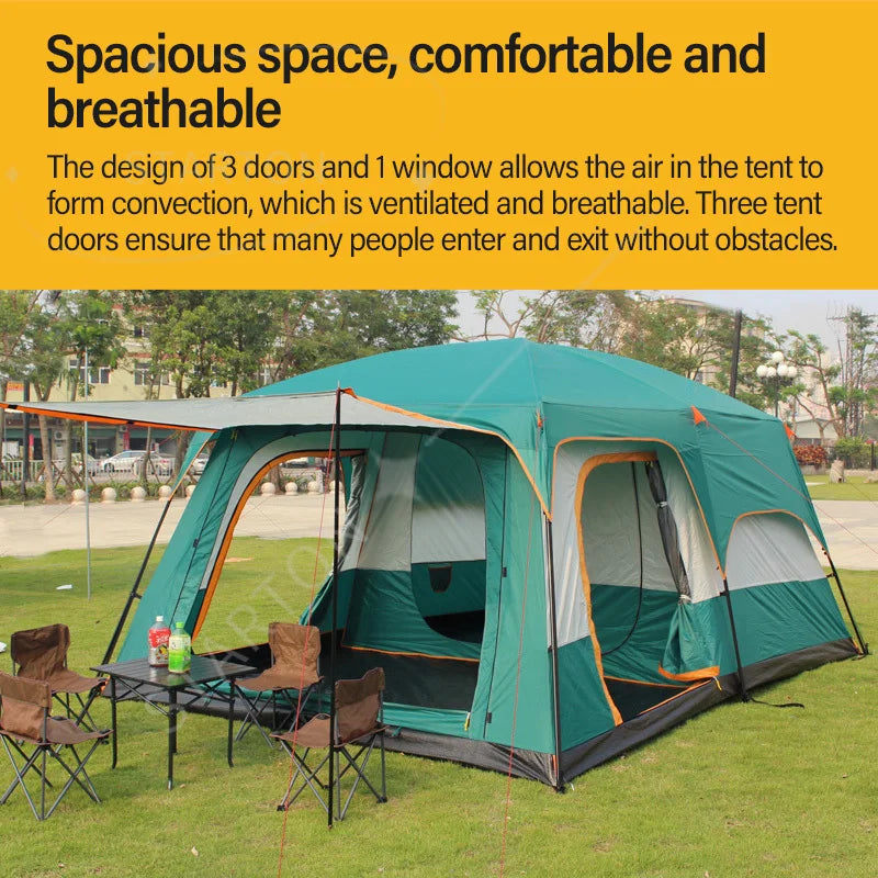 Camping Family Tent 6-8 Persons Ultralight Waterproof Automatic Two Room Double Layers Foldable Kamp Cadir Outdoor Adventures