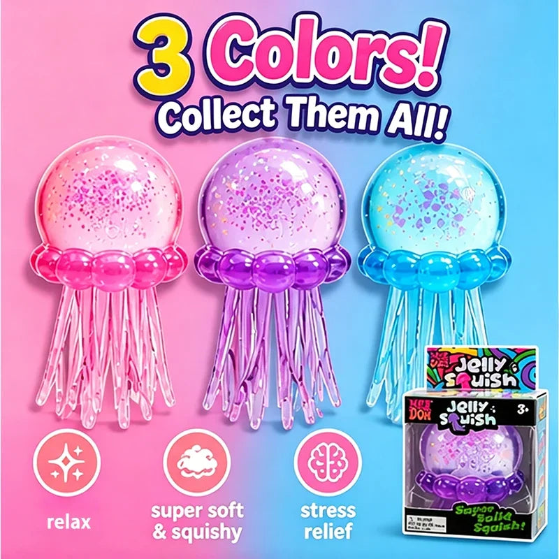 Squishies Needoh Fuzz Ball Jellyfish Squishy 3 Styles Color Soft Stress Relief Toy Cute Relaxing Squeeze Sensory Toy