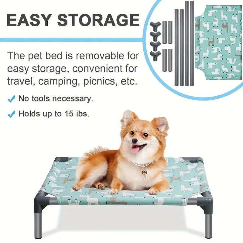 Folding Dog Bed Pet Camping Marching Bed Dog Bed Elevated Removable Washable Four Seasons Removable Dogs Cool Beds